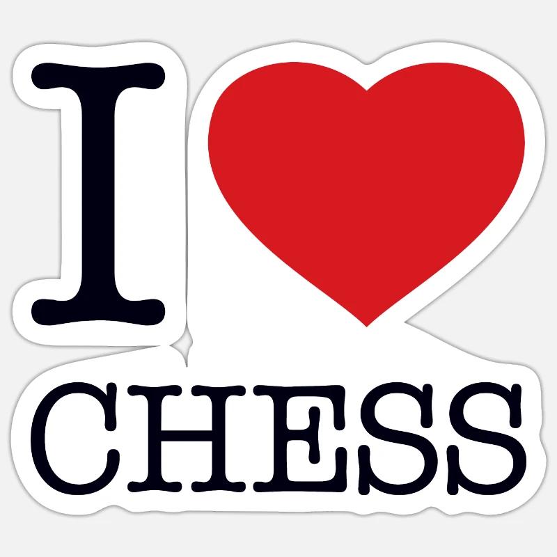 J’ADORE LES ÉCHECS - Sticker taille S (10 x 10 cm) - blanc mat