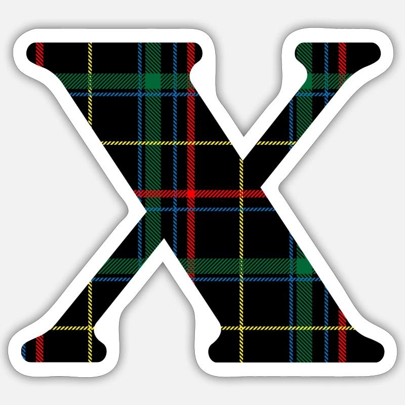 Monogram x Scottish tartan - Sticker size S (10 x 10 cm) - white matte