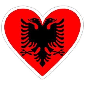 Albania Heart - Sticker size S (10 x 10 cm) - white matte - Front
