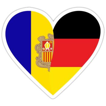 Andorra Germany Heart - Sticker Größe S (10 x 10 cm) - Mattweiß - Vorne