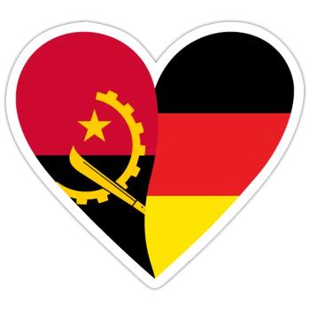 Angola Allemagne Cœur - Sticker taille S (10 x 10 cm) - blanc mat - Devant