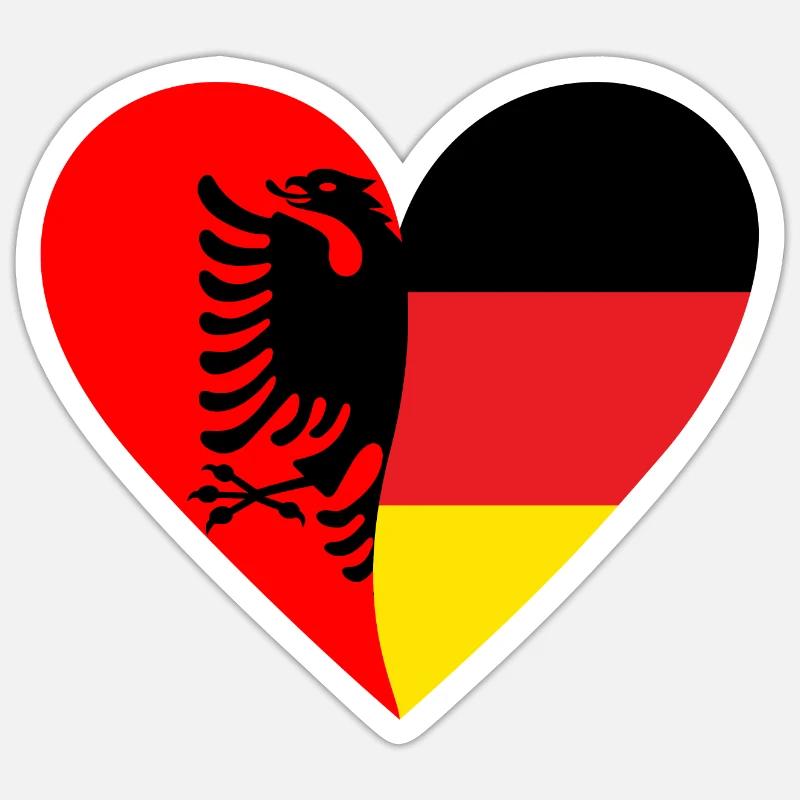 Albania Germany Heart - Sticker Größe S (10 x 10 cm) - Mattweiß