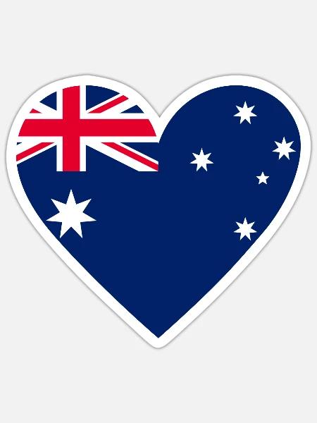Australia Heart - Sticker Größe S (10 x 10 cm) - Mattweiß