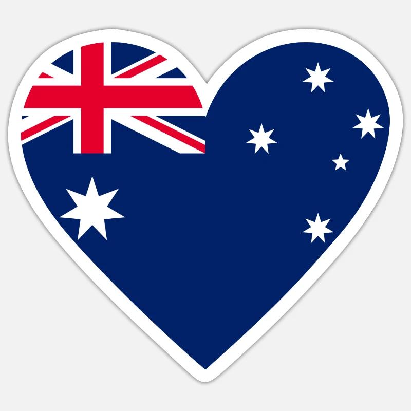 Australia Heart - Sticker Größe S (10 x 10 cm) - Mattweiß