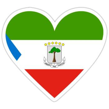 Equatorial Guinea Heart - Sticker size S (10 x 10 cm) - white matte - Front
