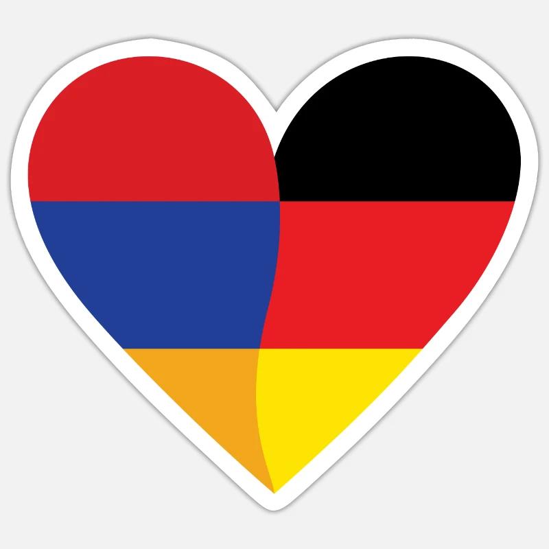 Armenia Germany Heart - Sticker Größe S (10 x 10 cm) - Mattweiß