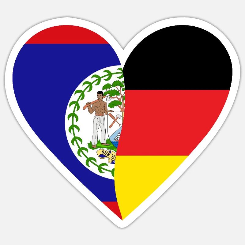 Belize Germany Heart - Sticker size S (10 x 10 cm) - white matte