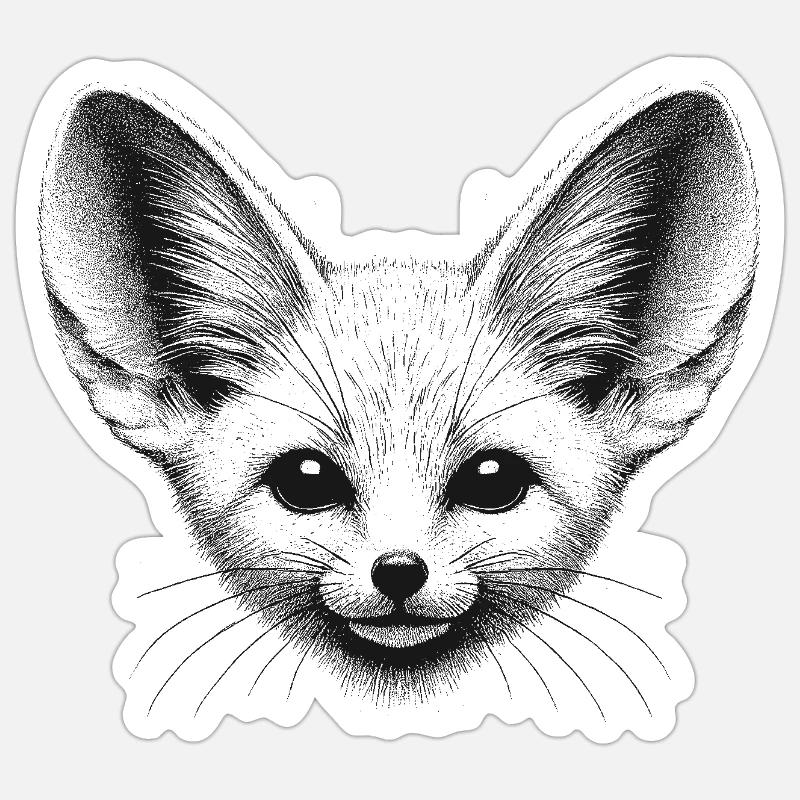Fennec - Sticker taille S (10 x 10 cm) - blanc mat