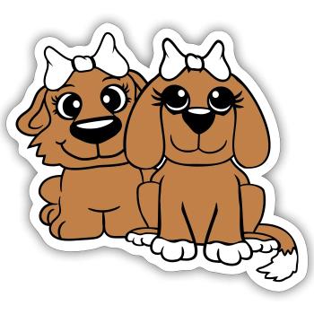 2 Équipe de chiens Deux amis Petites amies Couple Équipage - Sticker taille S (10 x 10 cm) - blanc mat - Devant