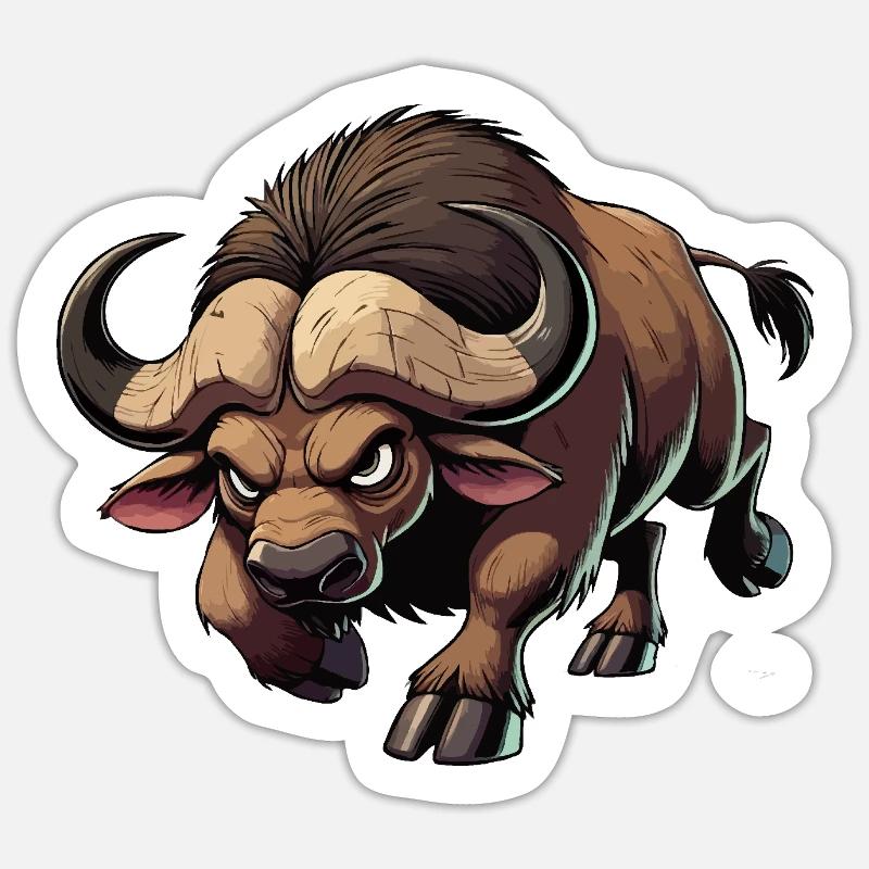 Kapbüffel heftig - Sticker Größe S (10 x 10 cm) - Mattweiß