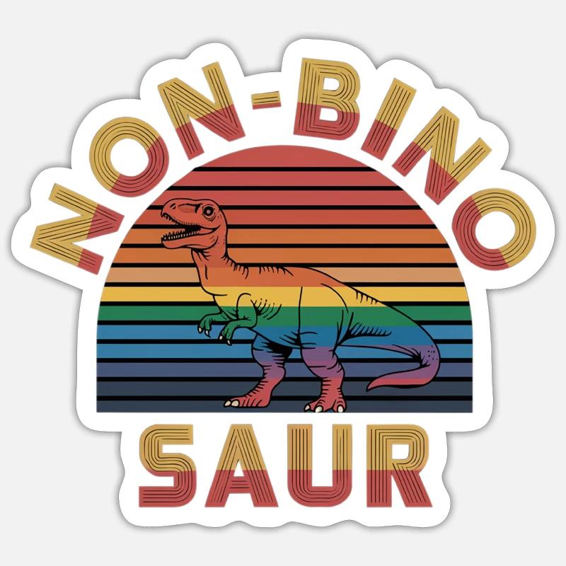 Non-Bino Saur 9 - Sticker Größe S (10 x 10 cm) - Mattweiß