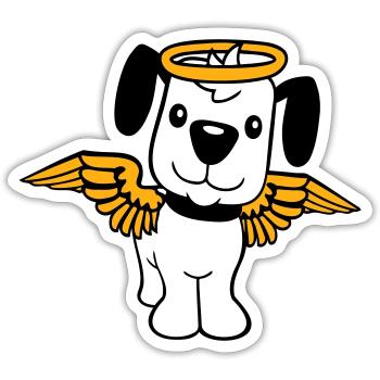 Chien Ange Halo Ailes Ange Ciel - Sticker taille S (10 x 10 cm) - blanc mat - Devant