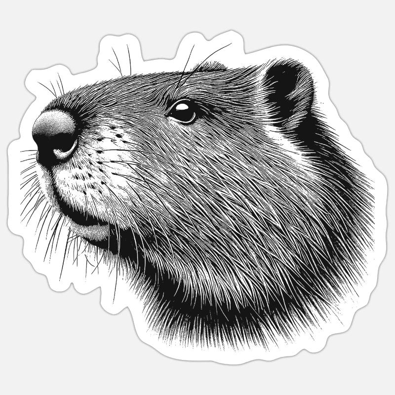 Biber - Sticker Größe S (10 x 10 cm) - Mattweiß