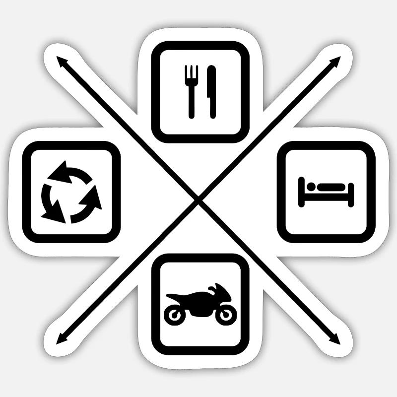 Der Lebenszyklus eines Motorradfahrers - Sticker Größe S (10 x 10 cm) - Mattweiß
