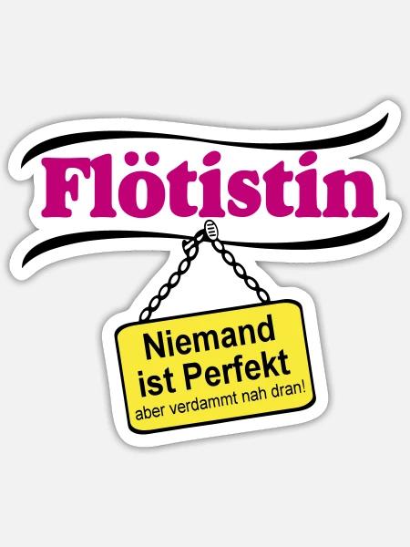 Flötistin Pink – Niemand ist Perfekt - Sticker Größe S (10 x 10 cm) - Mattweiß