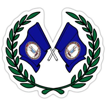 USA Virginia Flaggen im Lorbeerkranz - Sticker Größe S (10 x 10 cm) - Mattweiß - Vorne