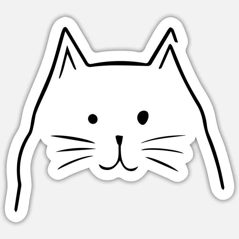 Tête de chat - Sticker taille S (10 x 10 cm) - blanc mat
