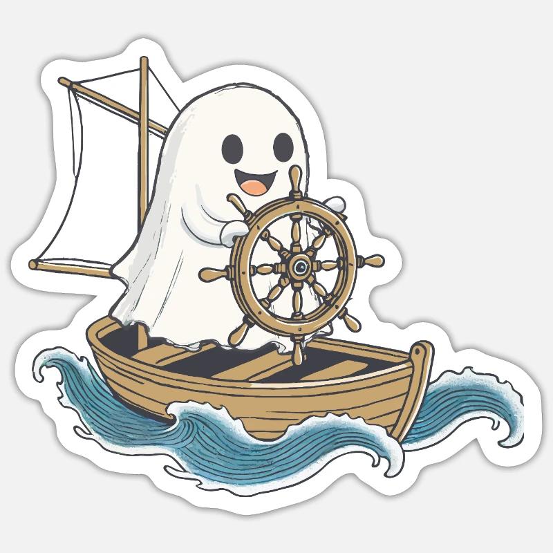 Ghost Sailor Halloween - Sticker taille S (10 x 10 cm) - blanc mat
