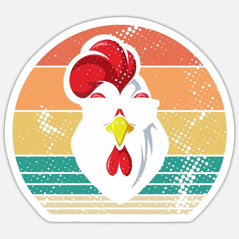 Poulet Coq - Sticker taille S (10 x 10 cm) - blanc mat