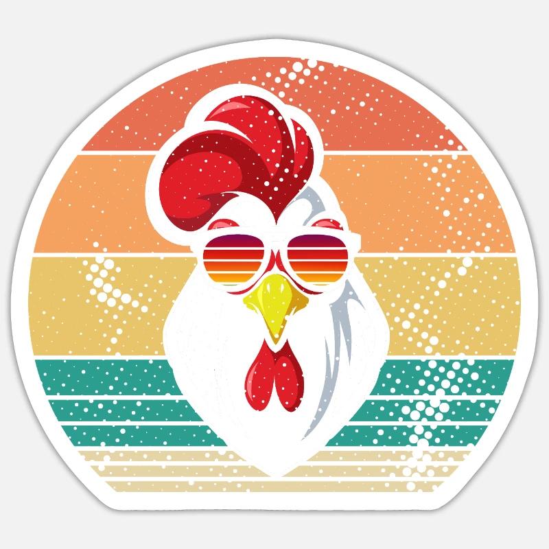Poulet Coq - Sticker taille S (10 x 10 cm) - blanc mat