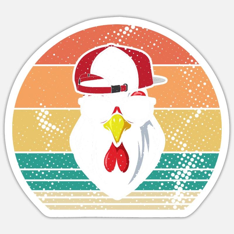 Poulet Coq - Sticker taille S (10 x 10 cm) - blanc mat