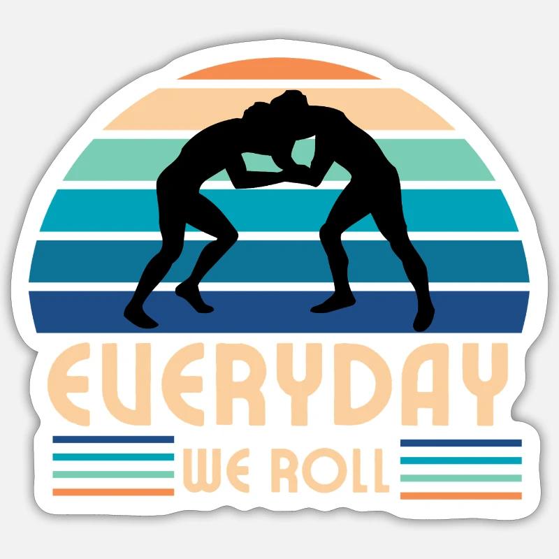 everyday we roll grappling - Sticker taille S (10 x 10 cm) - blanc mat