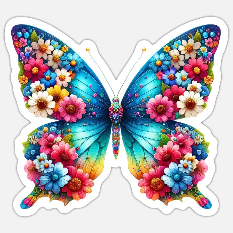 Papillon - Sticker taille S (10 x 10 cm) - blanc mat
