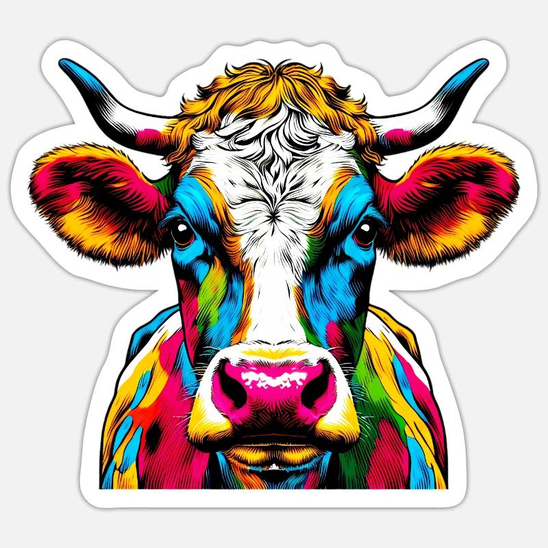 Vache - Sticker taille S (10 x 10 cm) - blanc mat