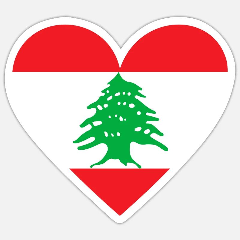 Liban Cœur - Sticker taille S (10 x 10 cm) - blanc mat