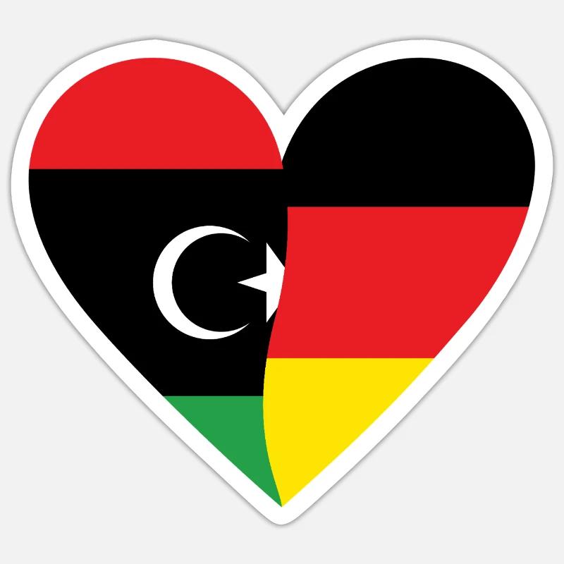 Libya Germany Heart Sticker size S (10 x 10 cm)