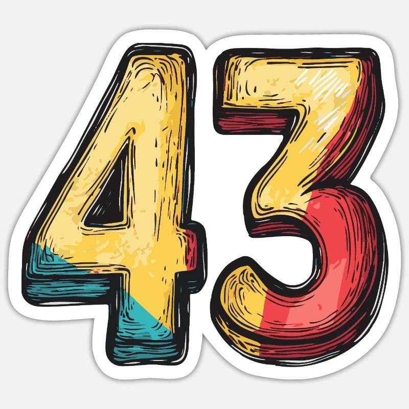 43 Symbole numérique - Sticker taille S (10 x 10 cm) - blanc mat