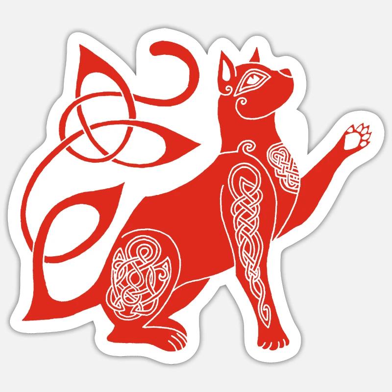 Chat rouge celte Sticker taille S (10 x 10 cm)