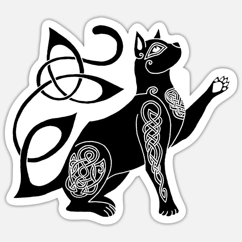 Chat noir celte Sticker taille S (10 x 10 cm)