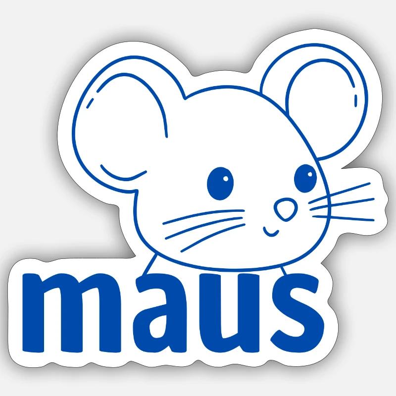 Maus - T Shirt mit einer süßen Maus! - Sticker Größe S (10 x 10 cm) - Mattweiß