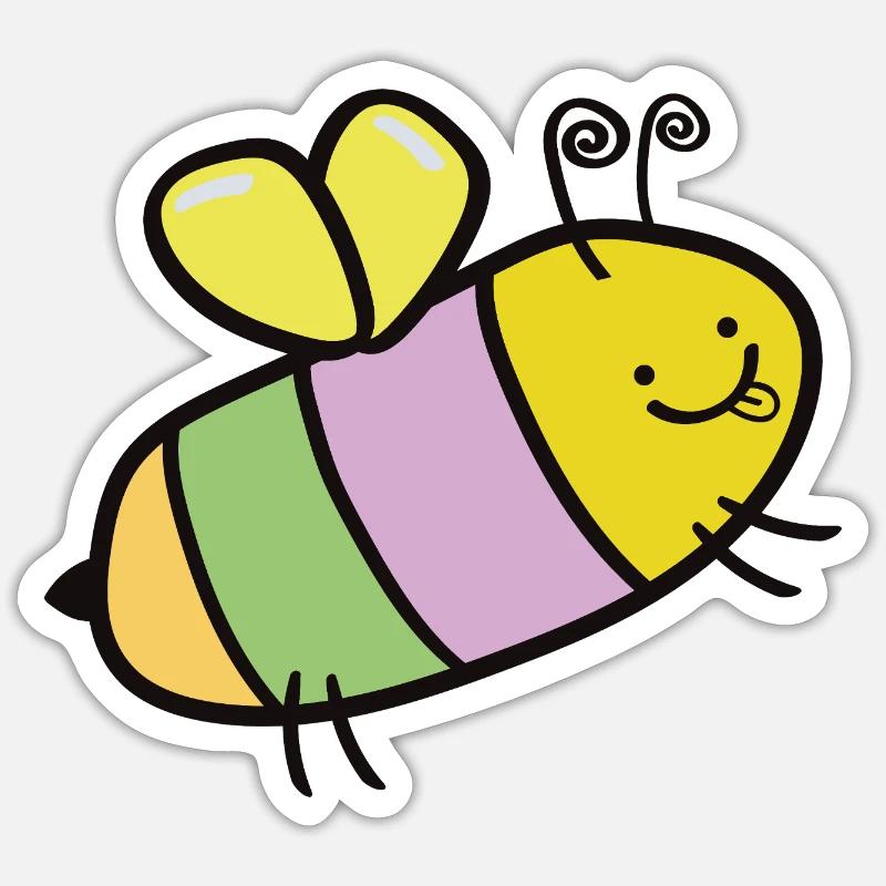 biene comic bunt - Sticker Größe S (10 x 10 cm) - Mattweiß