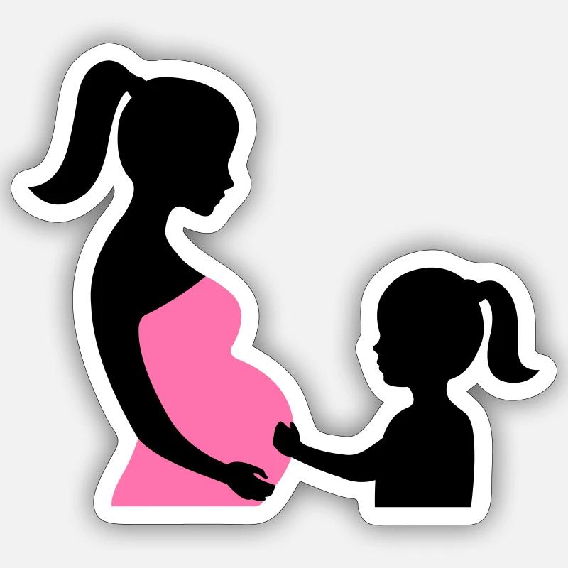 Schwangere mit Tochter Silhouette Sticker Größe S (10 x 10 cm)