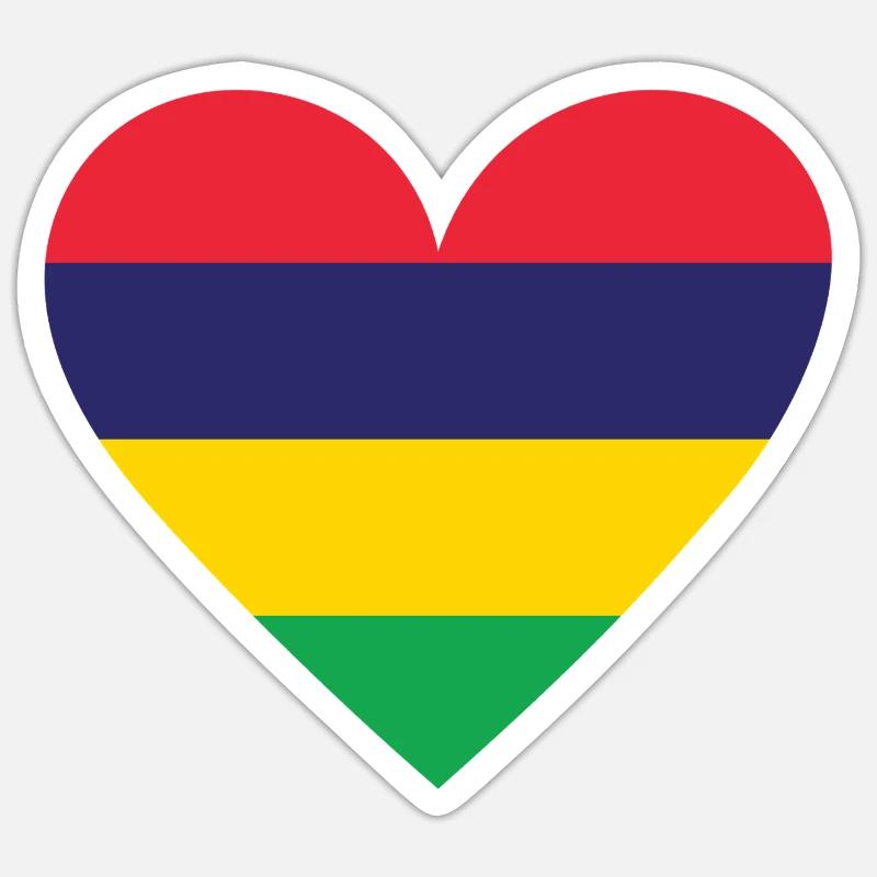 Mauritius Heart - Sticker Größe S (10 x 10 cm) - Mattweiß