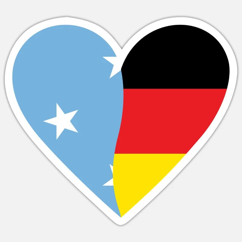 Micronesia Germany Heart - Sticker size S (10 x 10 cm) - white matte