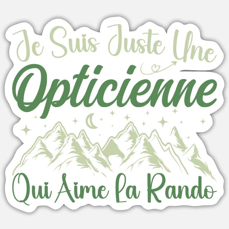 Opticienne aventurier passionnée de Randonnée - Sticker taille S (10 x 10 cm) - blanc mat