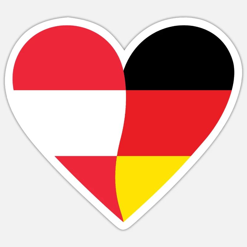 Austria Germany Heart - Sticker Größe S (10 x 10 cm) - Mattweiß
