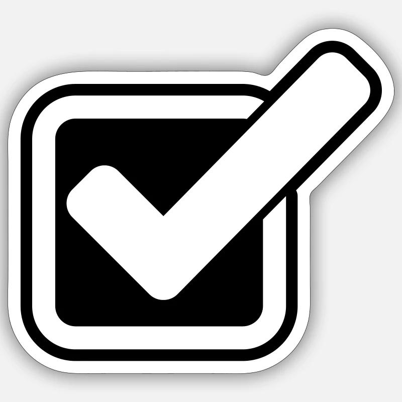 Tick Icône de coche - Sticker taille S (10 x 10 cm) - blanc mat