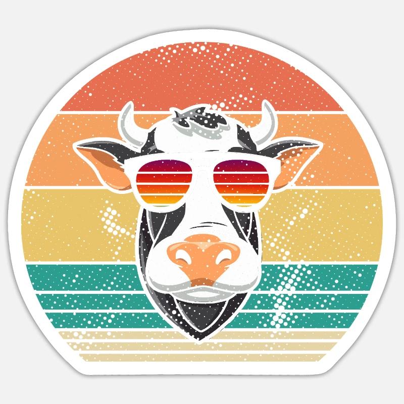 Vache Highland Bovins Vaches - Sticker taille S (10 x 10 cm) - blanc mat