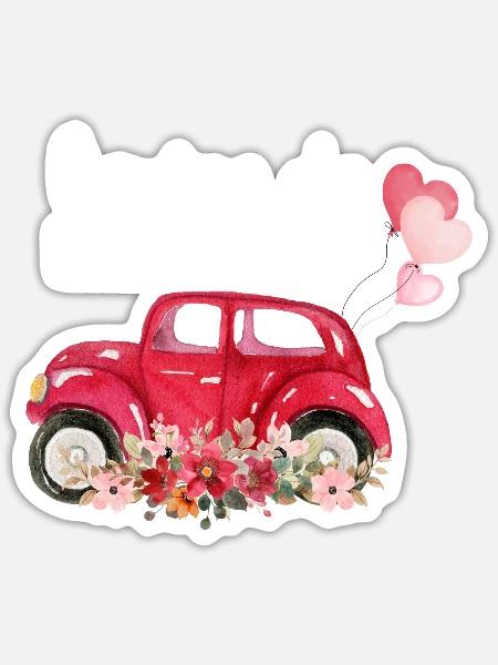 Braut Team Auto Blumen Braut - Sticker Größe S (10 x 10 cm) - Mattweiß