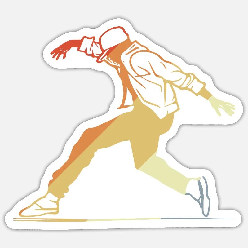 Breakdance rétro - Sticker taille S (10 x 10 cm) - blanc mat