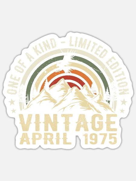 April 1975 Geburtstagsgeschenk - geboren im April 197 - Sticker Größe S (10 x 10 cm) - Mattweiß