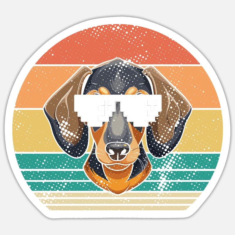 Chien teckel - Sticker taille S (10 x 10 cm) - blanc mat