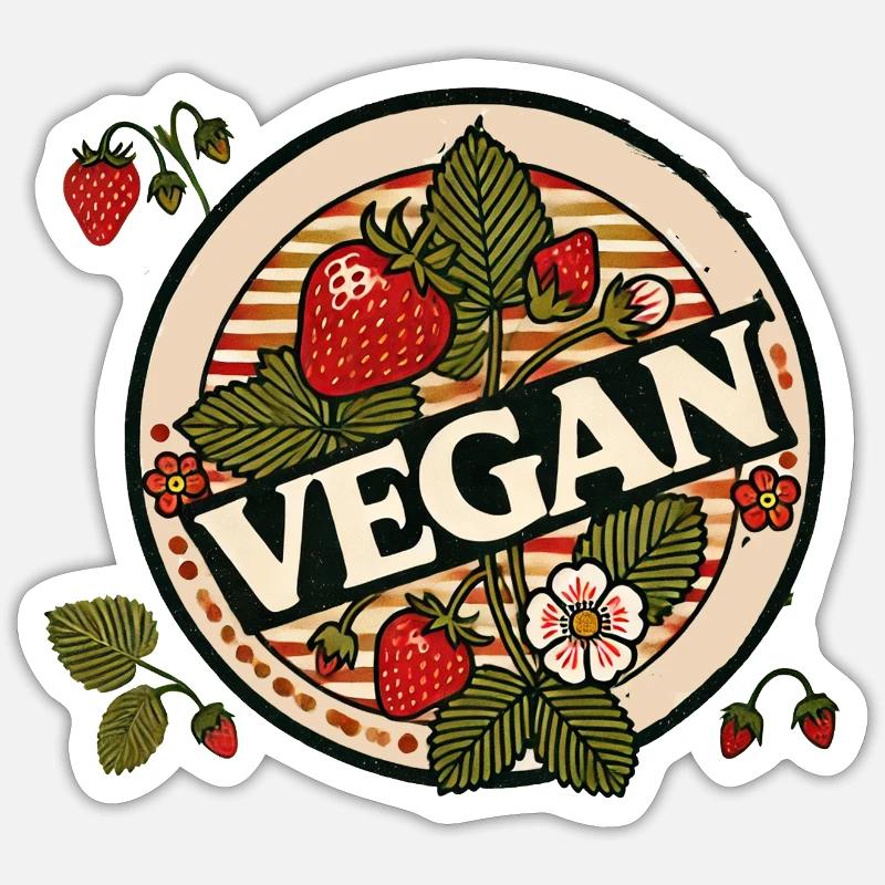 Végétalien - Sticker taille S (10 x 10 cm) - blanc mat