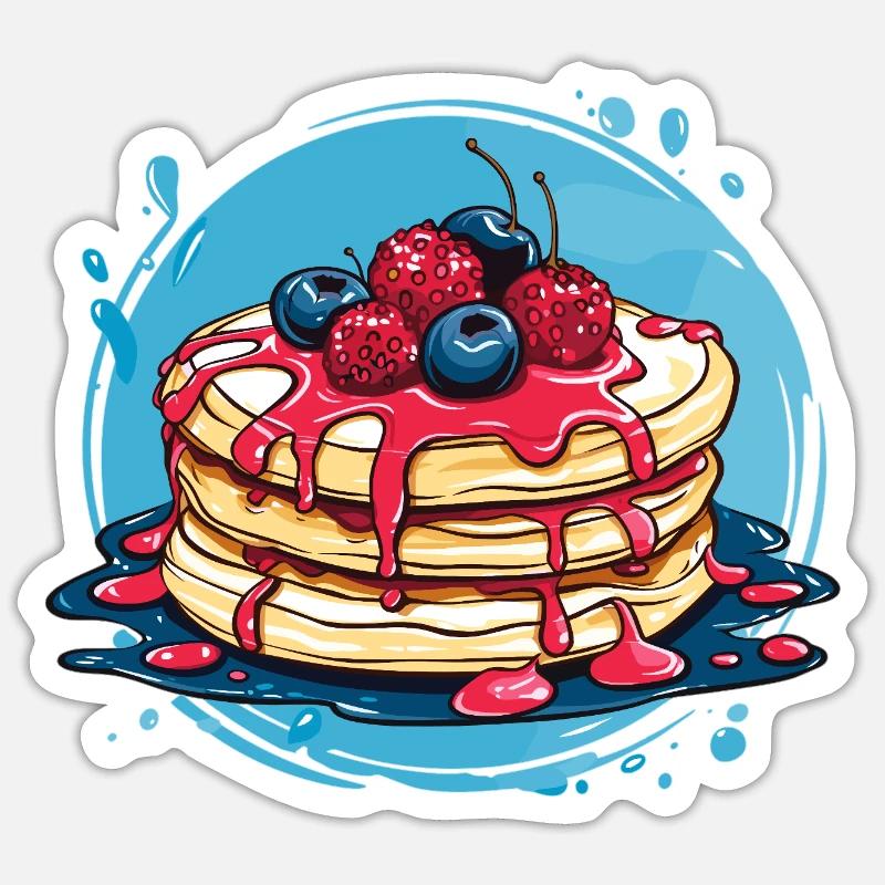 Pancakes mit Beeren Sticker Größe S (10 x 10 cm)