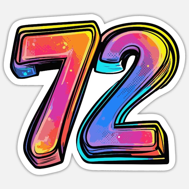 72 Number Comic - Sticker size S (10 x 10 cm) - white matte