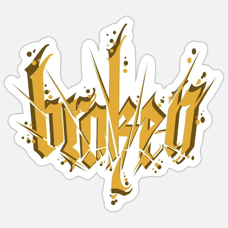 Broken Calligraphy Dark Lettering Sticker size S (10 x 10 cm)